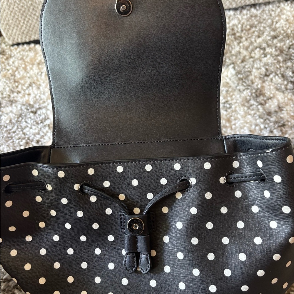 Kate Spade Black and Red Minnie Mouse Polka Dot Backpack Purse - Picture 6 of 8